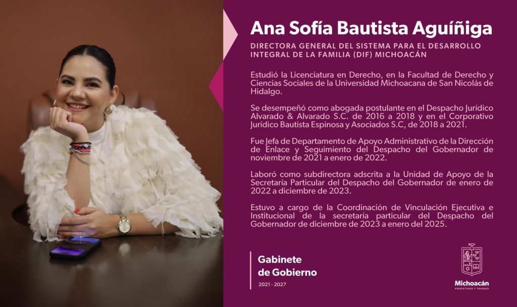 Nombra Bedolla a Sofía Bautista como nueva directora del DIF Michoacán